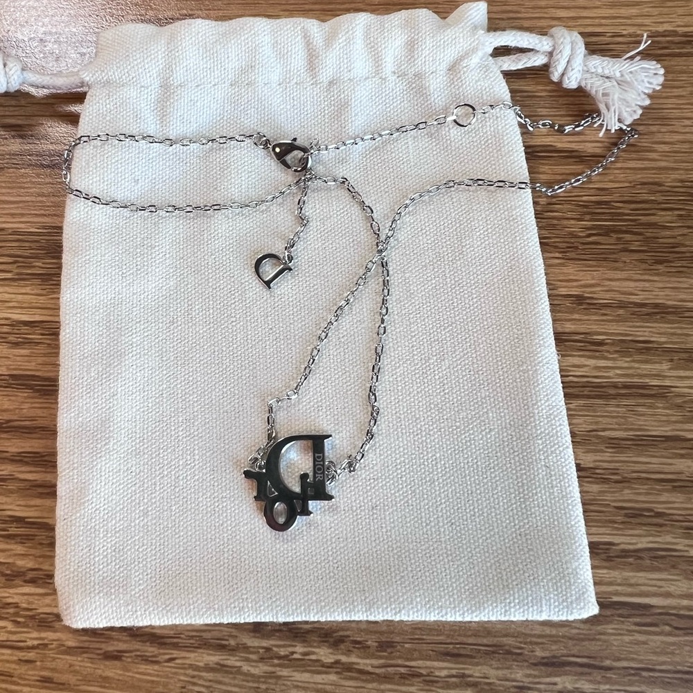 Dior Vintage Oblique Crystal Silver Tone Necklace - Picture 5 of 5